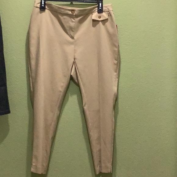 Vince Camuto Slim Fit Cotton Blend Double Weave Pants Khaki Haze - Picture 4 of 5